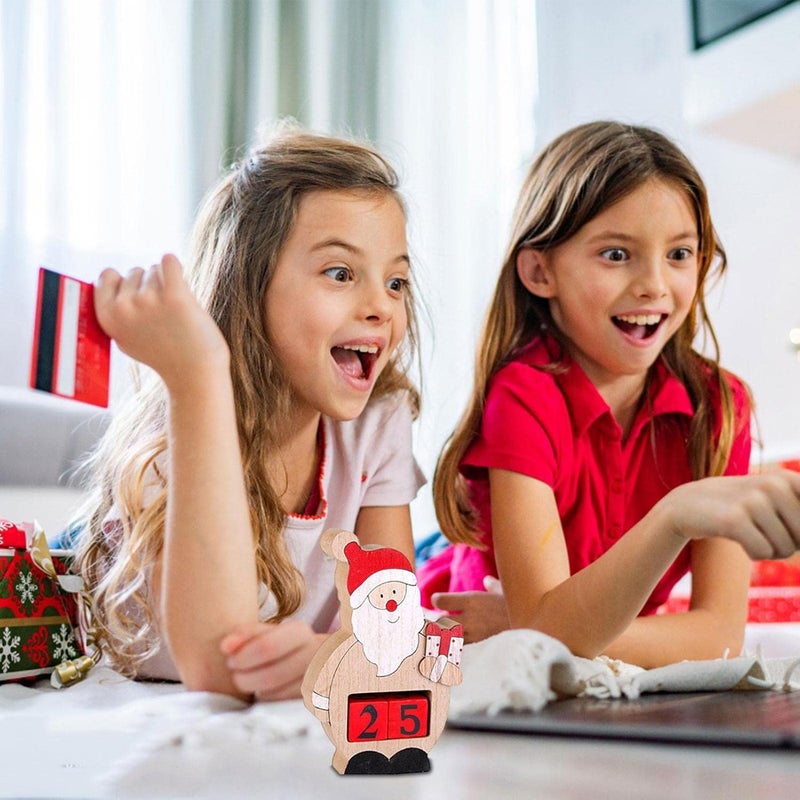 woobles Home Holiday Advent Calendar, Table Decor Christmas Gnome Statues with Numbers Blocks, Wooden Square Christmas Calendar Tabletop Decor for Weddings, Parties - Image 3